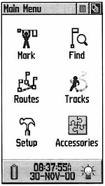GARMIN eTrex Venture Hauptmenu