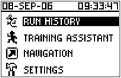 GARMIN Forerunner 301 Hauptmenu