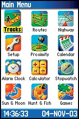 GARMIN GPSMAP76C Hauptmenu