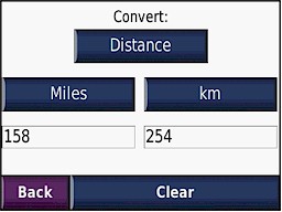 GARMIN Nuvi 200/250 unit converter