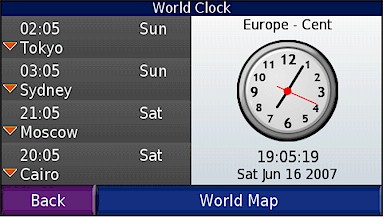 GARMIN Nuvi 660/670 world clock