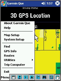 GARMIN Que Hauptmenu