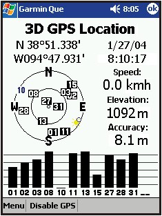 GARMIN Que Satelliten-Info
