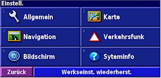 GARMIN StreetPilot 7500 Einstellungen