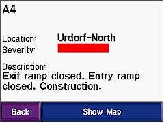 GARMIN Zumo 550 Traffic Message in Detail
