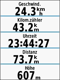 GARMIN Edge 520 Datenseite - 5 Felder