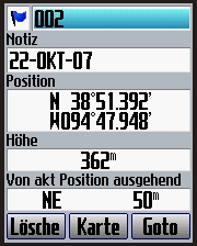 GARMIN Edge 705 Wegpunkt
