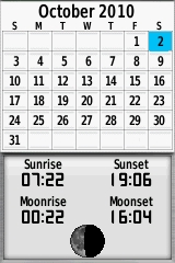 GARMIN GPSmap 62 / 62s / 62st Sun / Moon