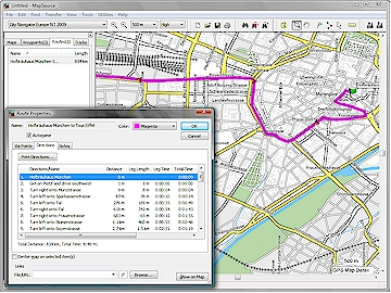 Vom Programm berechnete Route in Muenchen