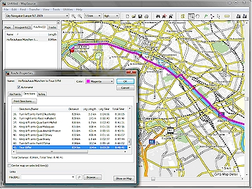 Vom Programm berechnete Route in Paris