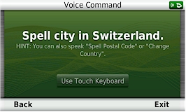 GARMIN Nuvi 3790T -  Voice Command: Spell city in Switzerland