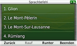 GARMIN Nuvi 3790T - Sprachbefehl: Sagten Sie Glion ?