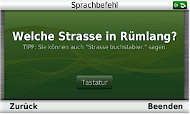 GARMIN Nuvi 3790T - Sprachbefehl: Welche Strasse in Ruemlang ?