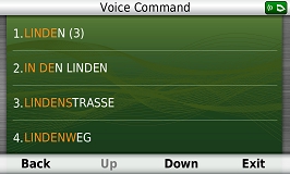 GARMIN Nuvi 3790T -  Voice Command: List of possible street names