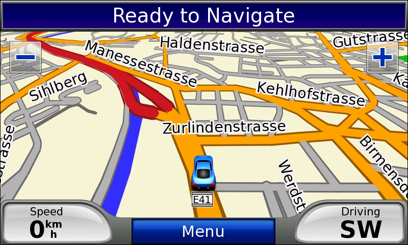 Display of the Nuvi 5000 in true resolution (800x480 pixels)
