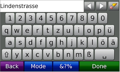 GARMIN Nuvi 5000 - Text Entry