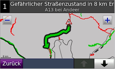 GARMIN Nuvi 5000 - Verkehrsbehinderung auf Karte