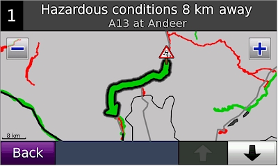 GARMIN Nuvi 5000 - Traffic incident on map