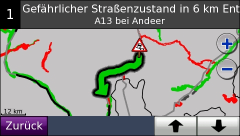 GARMIN Nuvi 865T - Verkehrsmeldung auf Karte