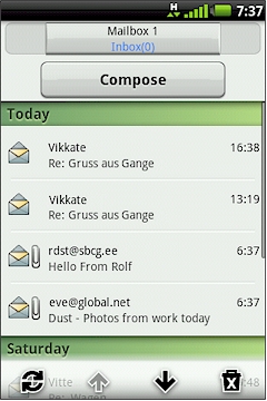 GARMIN nuvifone A50 - Email - Inbox