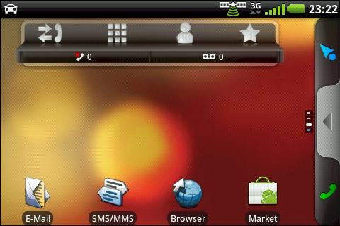 GARMIN nuvifone A50 - Hauptmenu im Android-Modus im Querformat