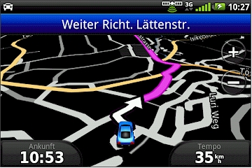 GARMIN nuvifone A50 - Karte im Nacht-Modus