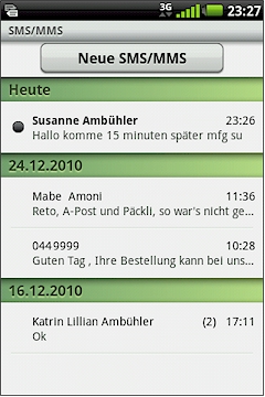 GARMIN nuvifone A50 - SMS - Uebersicht