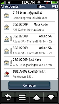 GARMIN nuvifone G60 - Email - Inbox
