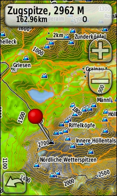 GARMIN Oregon 450t topografische Europakarte, Beispiel Zugspitze, Deutschland