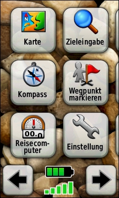GARMIN Oregon 550t Hauptmenu (1 von 5)