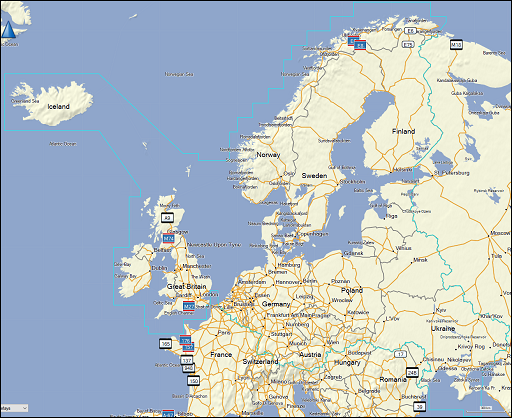 GARMIN Overlander - City Navigator Europa: Abdeckung Europa Nord