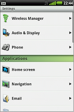 GARMIN nuvifone A50 - Settings 1 of 4